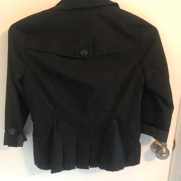 H&M blk dble breasted trench coat 3/4 sleeve - Picture 3 of 3